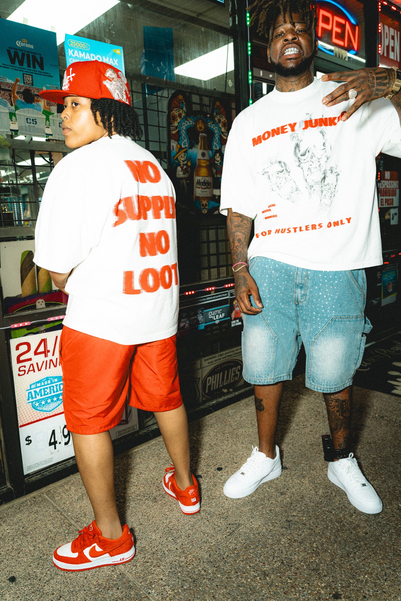 oversized white streetwear tee "no supply no loot"