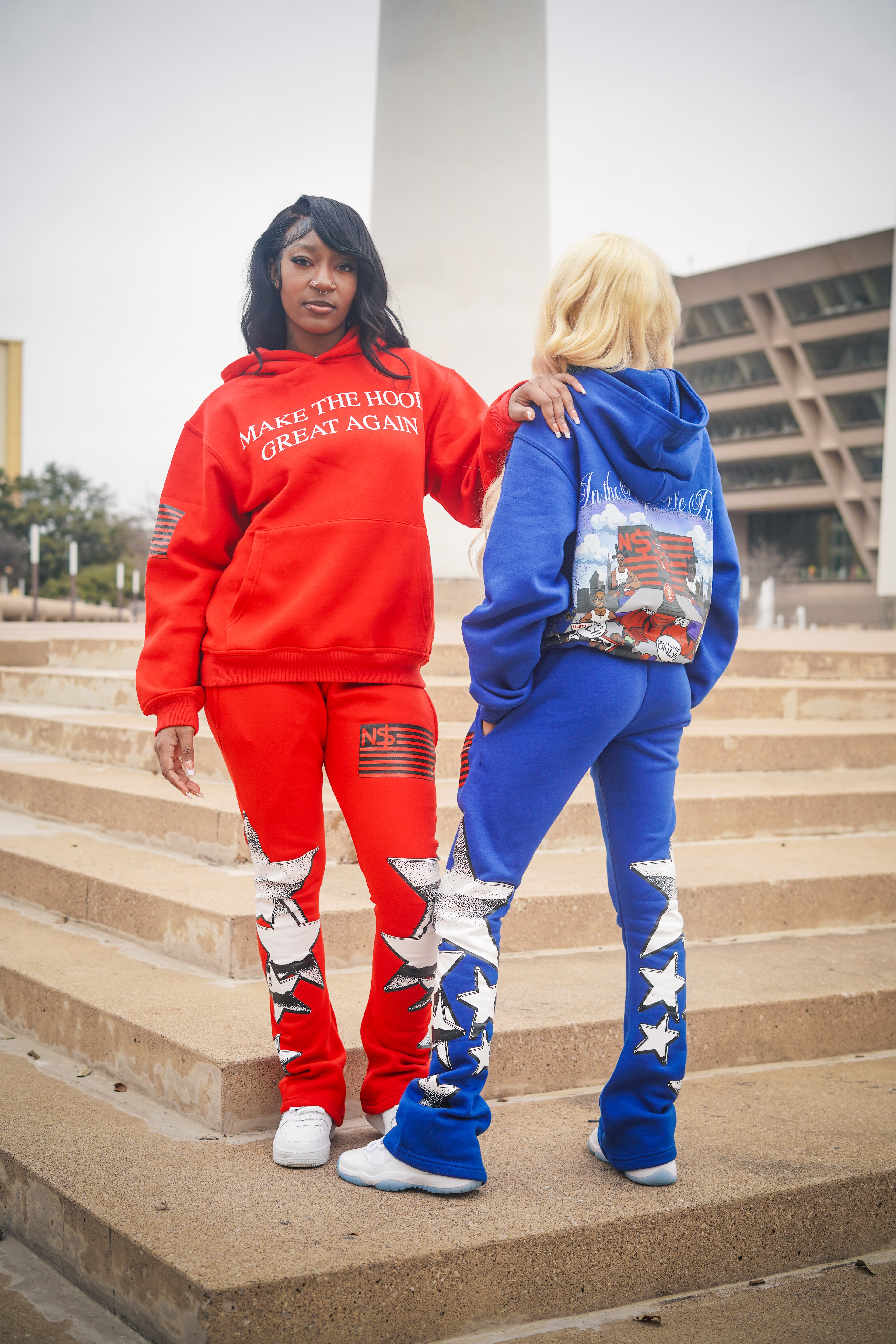MAKE THE HOOD GREAT AGAIN STACKED SWEATPANTS