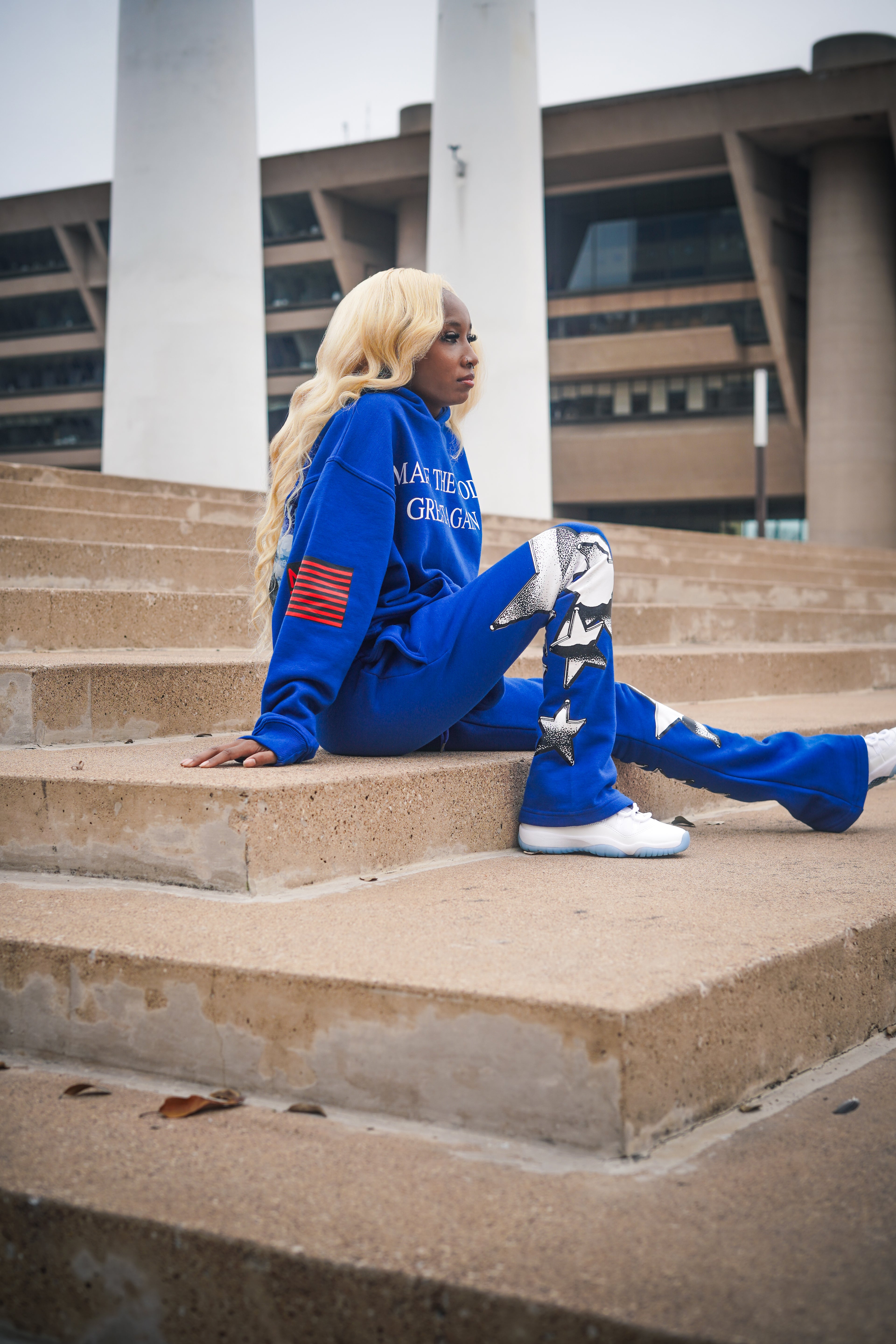  neighborhood supplier blue make the hood great again hoodie and stack pants set