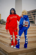 neighborhood supplier blue and red make the hood great again hoodie and stack pants set