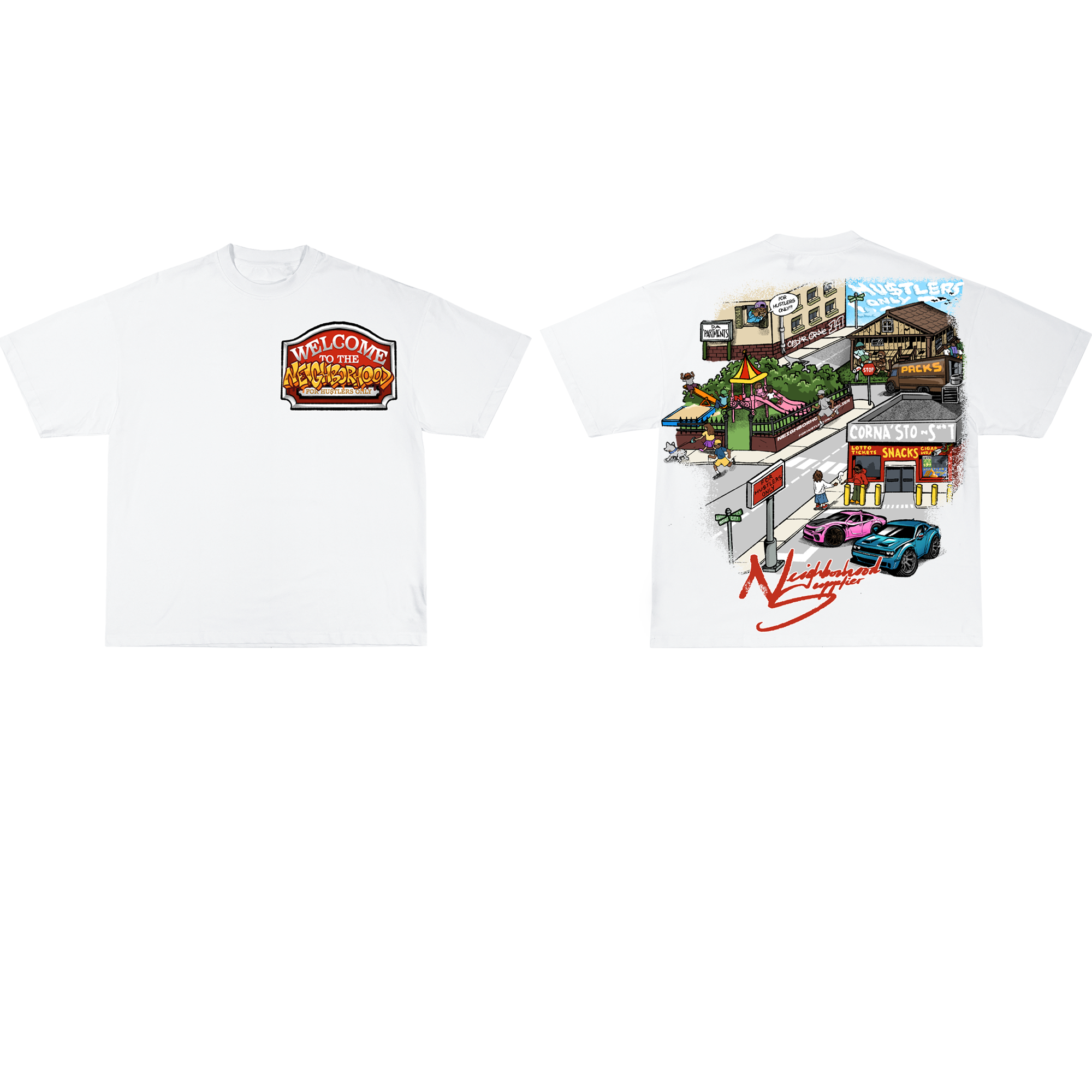 welcome to the neighborhood neighborhood supplier streetwear tee graphic